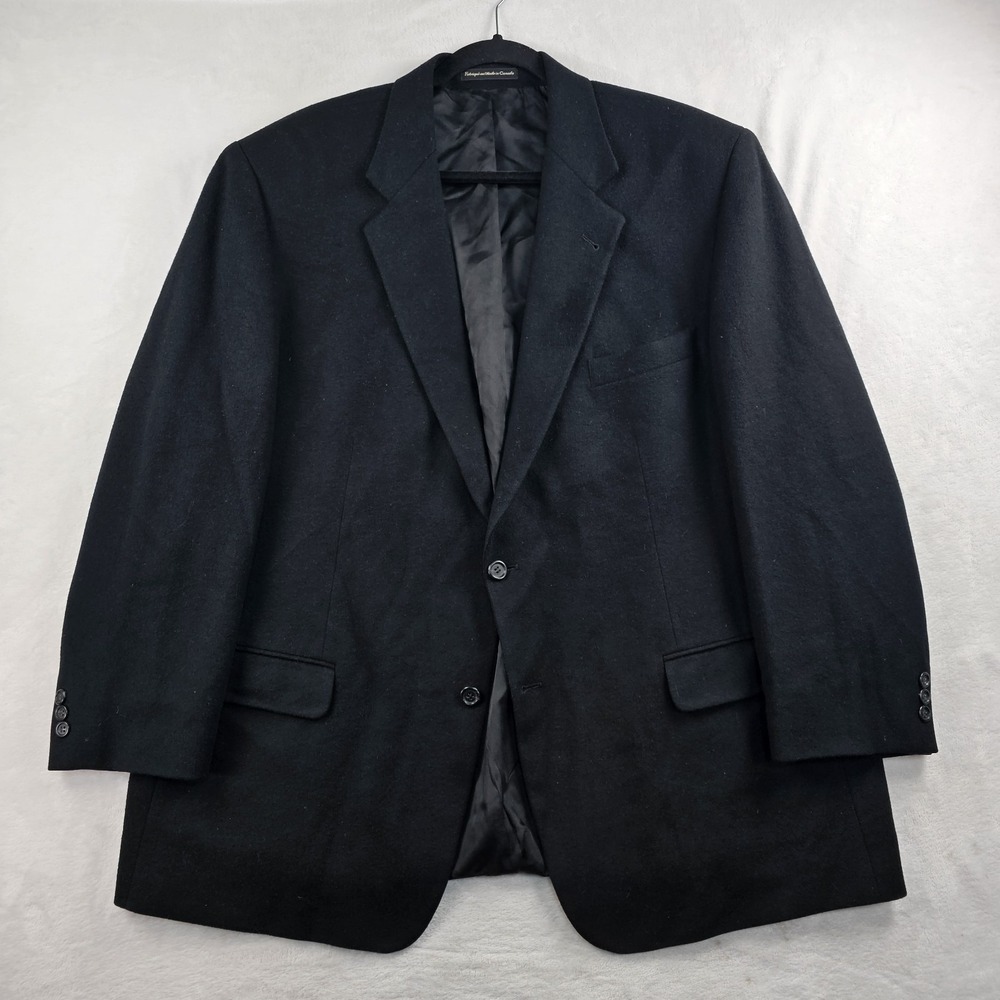 Pronto Uomo Sport Coat Men's 48R 100% Cashmere Flannel Black Blazer Jacket - Picture 3 of 13